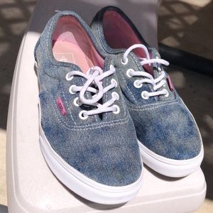 blue jean vans with patches
